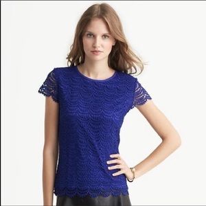 BR Royal Blue Scalloped Lace Top